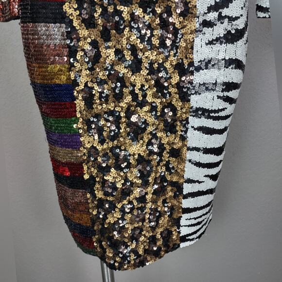 ALICE + OLIVIA Jae Multicolored Sequin Dress Size 10 FLAWED - Picture 13 of 15